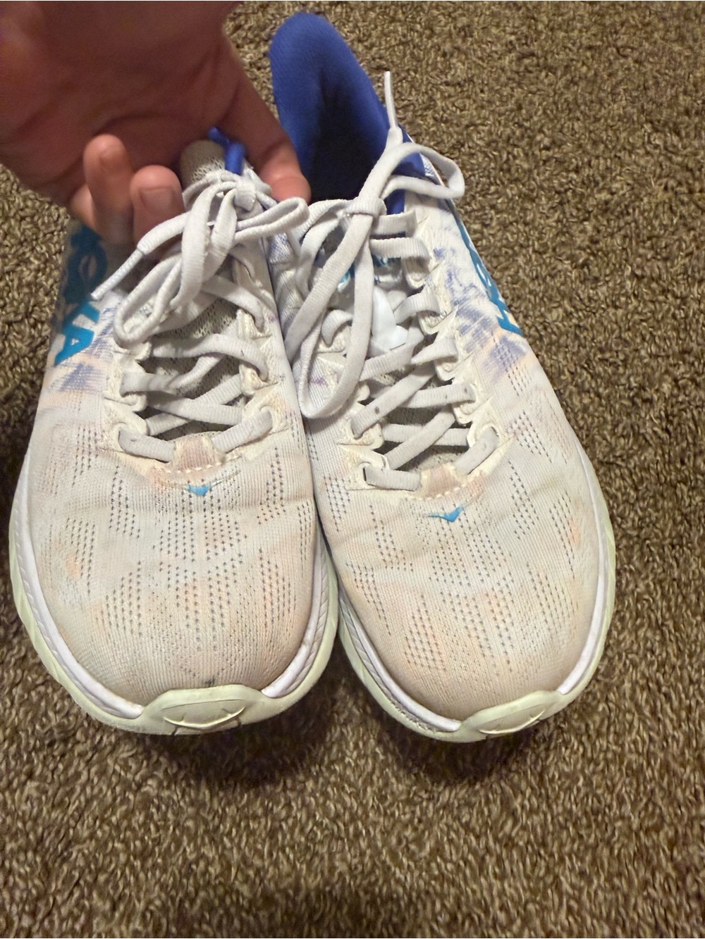 Hoka One One Women's White and Blue Running Sneakers 7.5B - Picture 4 of 8